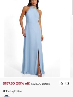 Halter Neck Light Blue Bridesmaid Dress - Elegant Occasion Gown
